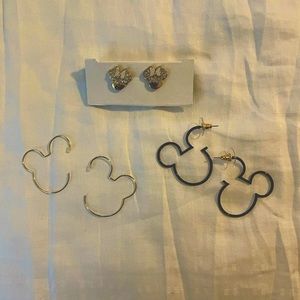 Three (3) Pairs of BaubleBar x Disney Mickey and Minnie Earrings